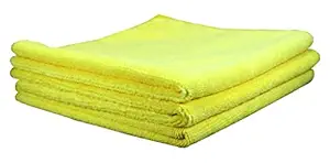 On Blow Microfiber Multipurpose Cleaning Cloth | Yellow Color (Pack of 3) 350 GSM | 40*40 Cms | For Car, Bike, Kitchen and Home | Lint Free Soft Absorbent Micro Fiber