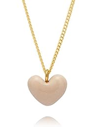 Louise Kragh Mujer Collar Heart Corazón Colgante Porcelana Kaschmir Cashmere Plata de ley dorado – N- mhe0102casg