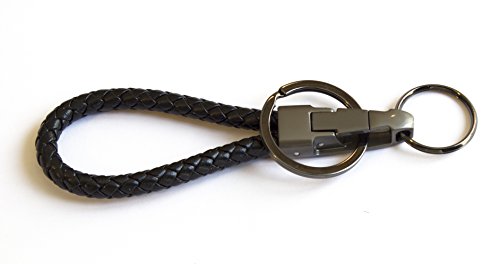 Preisvergleich Produktbild Schlüsselringe Gürtelschlaufe, Schlüsselanhänger, Schlüsselhalter, schwarzes Leder + graue Legierung (Schwarz)