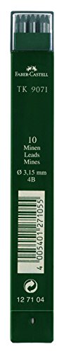 Faber-Castell 127104 - 10 Fallminen TK 9071, Minenstärke 3.15 mm, Härtegrad 4B