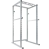 Technische Daten: Gesamthöhe: 210 cm, Breite: ca. 101 cm, Tiefe: ca. 120 cm, Eigengewicht 46 kg, Material: Stahl, Max. Belastbarkeit Hantelablage: 200 kg, Max. Belastbarkeit Klimmzugstange: 200 kg, Max. Belastbarkeit insgesamt: 200 kg