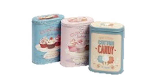 3 Latas de nostalgia latas café té Azúcar cuadro de lista Metal Env