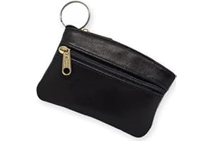 FIONCCI Monedero Mujer y Hombre Piel Auténtica, Tarjetero Monedero pequeño Llavero (Negro)