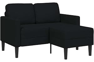 vidaXL Divano 2 Posti con Chaise Longue a L Nera 125 cm in Tessuto, Divano a 2 posti Camera da Letto, divanetto, Divano a Due posti, Divano a 2 posti