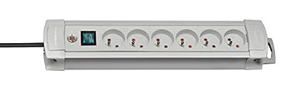 Brennenstuhl Prolongateur Electrique Premium Plus 6prises (Multiprise avec interrupteur, Câble 3m H05VV-F 3G1,5) Gris