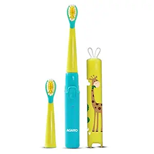 AGARO REX Sonic Electric Kids Toothbrush with 3 Brushing Modes & Rechargeable Battery, Power Tooth Brush, (Blue)