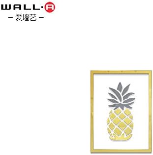 GOUZI Golden dreams of the Nordic 3D acrylic stereo sofa wall restaurant children's room decor, pineapple gold mirror + silver gray, Large Removable wall sticker For Bedroom Living Room Background Wall Bathroom Study Barber Shop