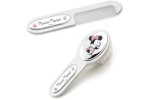 VALENTI & CO. Disney Baby Prima Infanzia - Set Box Regalo con Spazzola Capelli e Pettine indispensabile tra gli Accessori Neonato con finiture Minnie Mouse in Argento