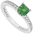 14K White Gold Princess Cut Emerald Diamond Engagement Ring 0.60 CT TGW