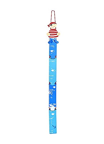 Children's Wooden Blue Pirate Height Chart for Boys Nursery or Pirate Themed Bedroom