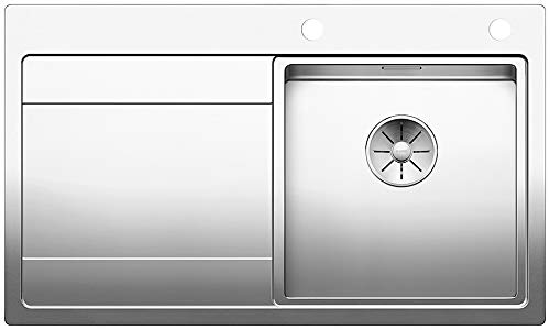 BLANCO DIVON II 45 S-IF, Küchenspüle für normalen und flächenbündigen Einbau, Einbauspüle, Becken rechts, mit InFino-Ablaufsystem und Ablauffernbedienung, Edelstahl Seidenglanz; 521658