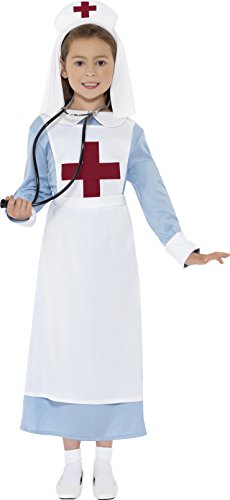 Smiffys Children's WW1 Nurse Costume, Dress, Mock Apron and Headpiece, Size: S, Colour: Blue, 44026 Smiffys Children's WW1 Nurse Costume, Dress, Mock Apron and Headpiece, Size: S, Colour: Blue, 44026