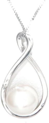 Mia Gioielli - 18ct Gold Necklace , white gold necklace , with Freshwater Pearl 7/7.5 and Diamond cts 0.005 G/VS, 40 cm, F