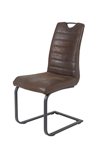 Preisvergleich Produktbild LynnEsszimmerstühle Stuhl Sitzgruppe Essgruppe EsszimmerstuhlNubuklederoptik braun 2er Pack