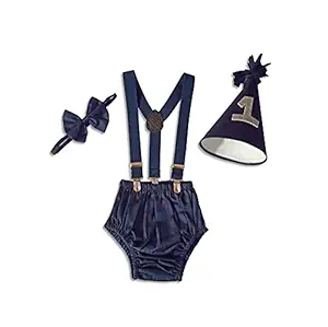 The Root & Craft Kids Birthday Photoshoot Dress, 12 Month(Navy Blue)