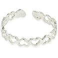925 Solid Sterling Silver Adjustable Open Heart Toe Ring