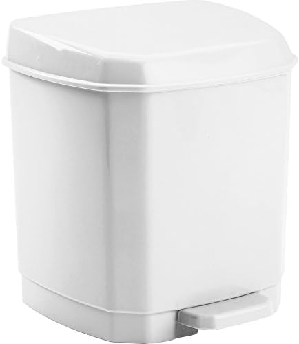 HEGA Michigan Cube Square Pedal Bin 7 L, White, 20.5 x 22 x 26 cm
