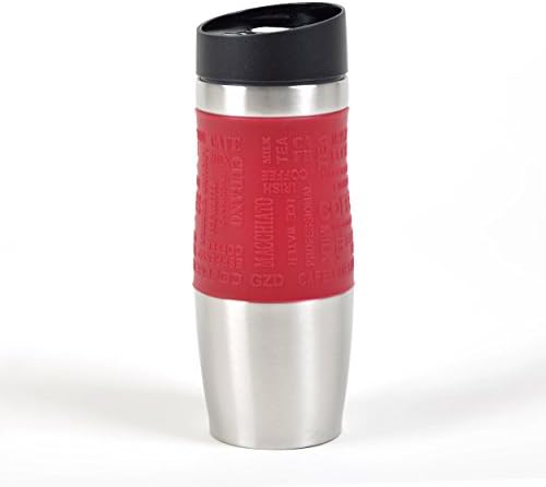 Ocean5 Travel Mug, Stainless Steel Thermo Cup for one-handed open and drink, 350ml, Takeaway coffee at the touch of a button, Travel Mug, Colours: red