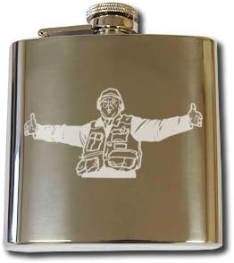 Personalised Engraved 6oz Hip Flask with Captive Top FISHING BIG FISH Design , Wedding, Birthday, Anniversary