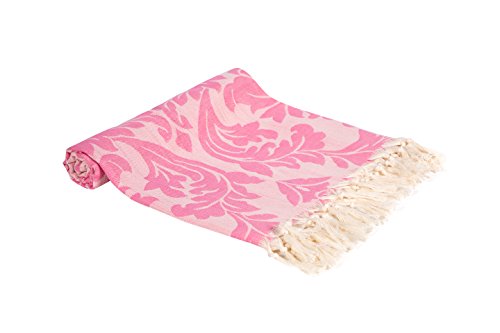Hamamtuch, Pestemal, Design Blume, 100*180 cm, 100 % Baumwolle, Saunatuch, Frottiertuch, Badetuch (Rosa) - 2