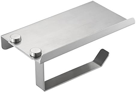 Kendan Stainless Steel Toilet Paper Roll Holder with Mobile Phone Storage Shelf Stand, Wall Mounted Bathroom Tissue Roll Holder Storage