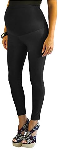 FuturaLondon Full Ankle Black Length Cotton Over Bump Maternity Denim Look Leggings Jeggings