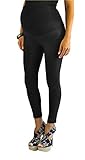Full Ankle Black Length Cotton Over Bump Maternity Denim Look Leggings Jeggings