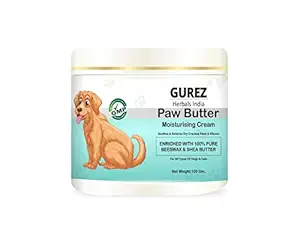 GUREZ Paw Butter Moisturising Cream for Pets Like Dogs and Cats for Cracked, Dry and Chapped Paws and Elbows Enriched with Pure Beeswax and Shea Butter (100Gm_Pack of 1)