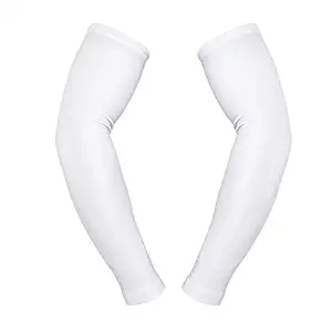 Cotson Men's Sun UV Protection Arm Sleeves (White, 2 Pcs.)