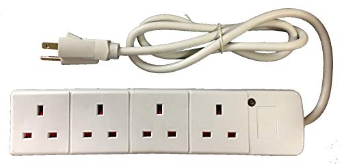 Reiseadapter für USA / Kanada, 1 m Verlängerungskabel 4 UK-Steckdosen