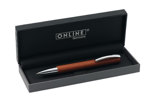 examen Online Vision Stylo-bille rétractable en vrai bois de rose/aluminium bronzé Marron