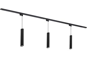 Qub – Système d’éclairage LED monophasé – 2 rails de 1m (200cm) – 3 suspensions – forme en I – noir – modulable – compatible LED – design moderne