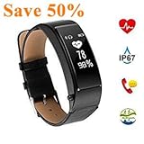 Fitness Armband FitnessTracker Schrittzähler mit Pulsmesser Aktivitätstracker Pulsuhren, The perseids Smart ArmbandUhr Schrittzähler mit Schlafmonitor Kalorienzähler USB Bluetooth Android iOS (Black1)