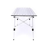 Doblado: si QQWWEE Altura Ajustable Mesa Plegable Escritorio Portátil Camping Barbacoa Viajes Senderismo Picnic Al Aire Libre Plegable Mesas Ultraligeras
