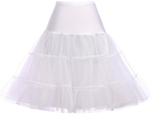 Women's 50s Retro Petticoat Knee-Length Crinoline Vintage Underskirts Slips S KK631-2