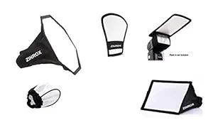 ZINROX Silver-White Diffusers Pack of Five(5) Pieces, 1. Collapsible Octagon 11-inch, 15x18cm-mini softbox, 2. Card Reflectors, and 1. Mini Bounce Diffuser Cap for Camera Flash. Five-in-One Pack