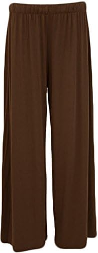 Chocolate Pickle ® New Womens Plus Size Flared Palazzos Trousers Wide Leg Stretchy Pants 20-22 Brown