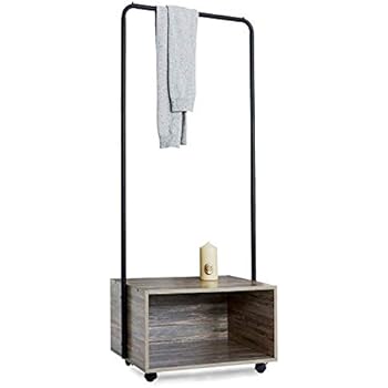 Appendiabiti Da Terra Con Ripiani - In Legno Massello, 120x40x125cm, Multifunzionale Per Camera E Soggiorno - Foto 9