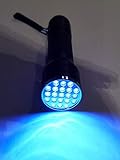 Buscar vidrio en grietas. Linterna de bolsillo con luz ultravioleta, 21 LED, color negro