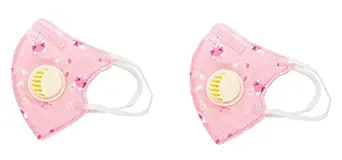 VRITRAZ Cotton Reusable Face Mask (Pink, With Valve, Pack of 2) for Kids