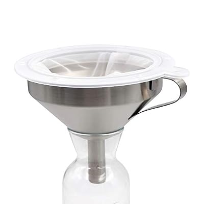 PROBEEALLYU Entonnoir avec Filtre en Acier Inoxydable 100 Filtre Filtre passoire à Miel/Confiture/vin 5,2 Pouces, Sac-Filtre Cadeau Inclus
