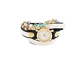 ADream Diamon Kunstleder geflochten Wickelarmband Quarz-Armbanduhr (weiß und schwarz)