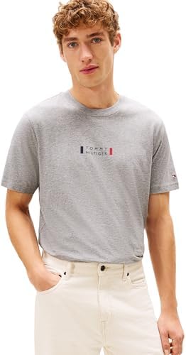 Tommy Hilfiger Uomo T-Shirt Maniche Corte Brand Love Small con Scollo Rotondo, Grigio (Medium Grey Heather), L