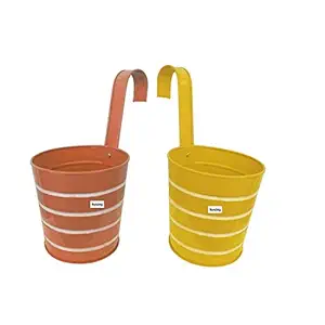 Set of Two Strong Ribbed Metal planters for / Garden Decor