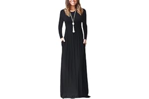 PCEAIIH Women's Casual Sleeveless/Long Sleeve/Short Sleeve Deep V Maxi Dress Loose Long Dresses with Pockets