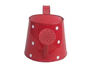 Railing Planter Impex Dotted 2 litres Metal planters Round Watering Can - Rust Free Home Decor Gifting, Garden, Gardening, Tools ( Pack of 1 , Red)