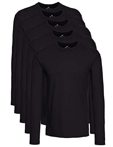 Lower East Camiseta de manga larga Hombre, Pack de 5, Negro, XL