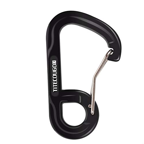 TITECOUGO Aluminum Alloy 6cm D-Ring High Strength Carabiner Key Chain Clip Hook Nonlocking For Camping Hiking Black 4Pcak