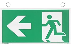 ‎NOTLOK SAFETY WORK notlok Safety Work - Emergency Exit Sign Afterglow [15 x 30 cm] | PVC Plate with Mounting Set for Suspension | DIN ISO 7010, DIN67510 | Escape Route Signs Afterglow - Various Configurations
