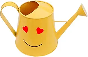 Railing planter impex Heart Smile 3 litres Metal planters Round Watering Can - Rust Free Home Decor Gifting, Garden, Gardening, Tools - ( Pack of 1, Yellow )